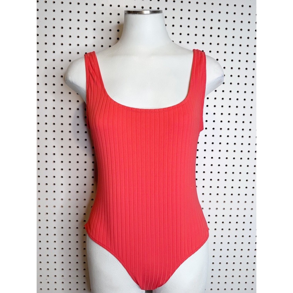 Solid & Striped | NWT Marie Hot Coral Ribbed One Piece Swimsuit XL New